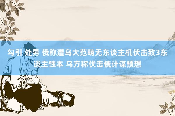 勾引 处男 俄称遭乌大范畴无东谈主机伏击致3东谈主蚀本 乌方称伏击俄计谋预想