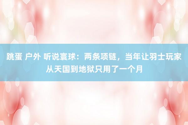 跳蛋 户外 听说寰球：两条项链，当年让羽士玩家从天国到地狱只用了一个月
