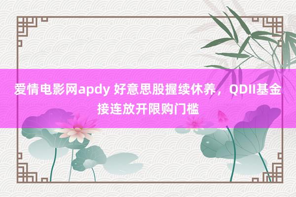 爱情电影网apdy 好意思股握续休养，QDII基金接连放开限购门槛