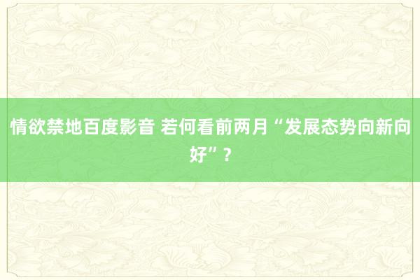 情欲禁地百度影音 若何看前两月“发展态势向新向好”？