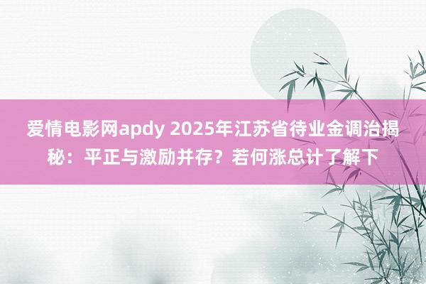 爱情电影网apdy 2025年江苏省待业金调治揭秘：平正与激励并存？若何涨总计了解下