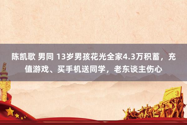 陈凯歌 男同 13岁男孩花光全家4.3万积蓄，充值游戏、买手机送同学，老东谈主伤心