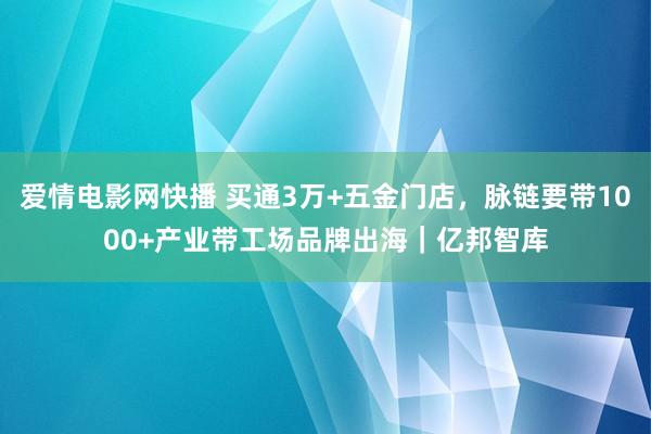 爱情电影网快播 买通3万+五金门店，脉链要带1000+产业带工场品牌出海｜亿邦智库