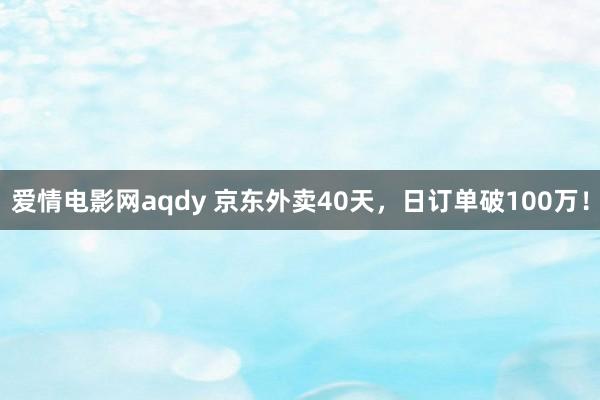 爱情电影网aqdy 京东外卖40天，日订单破100万！