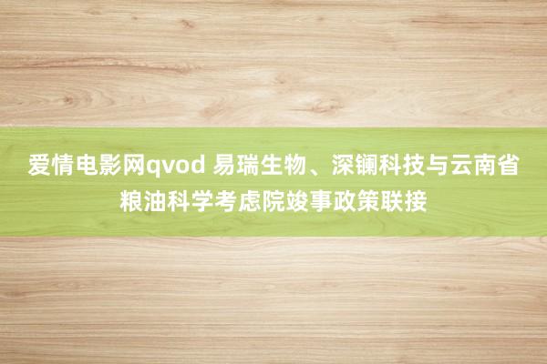 爱情电影网qvod 易瑞生物、深镧科技与云南省粮油科学考虑院竣事政策联接