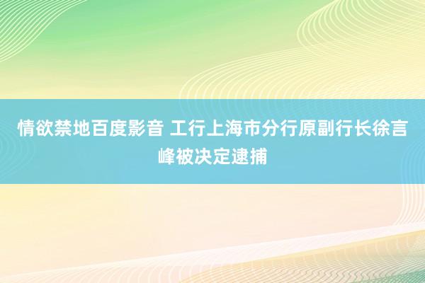 情欲禁地百度影音 工行上海市分行原副行长徐言峰被决定逮捕