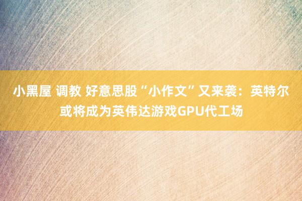 小黑屋 调教 好意思股“小作文”又来袭：英特尔或将成为英伟达游戏GPU代工场