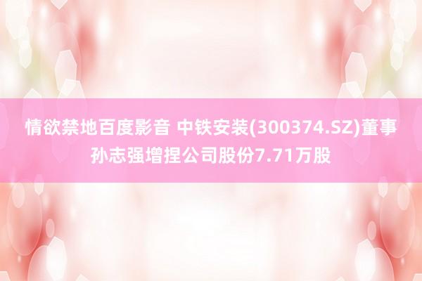 情欲禁地百度影音 中铁安装(300374.SZ)董事孙志强增捏公司股份7.71万股