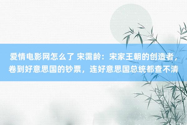 爱情电影网怎么了 宋霭龄：宋家王朝的创造者，卷到好意思国的钞票，连好意思国总统都查不清
