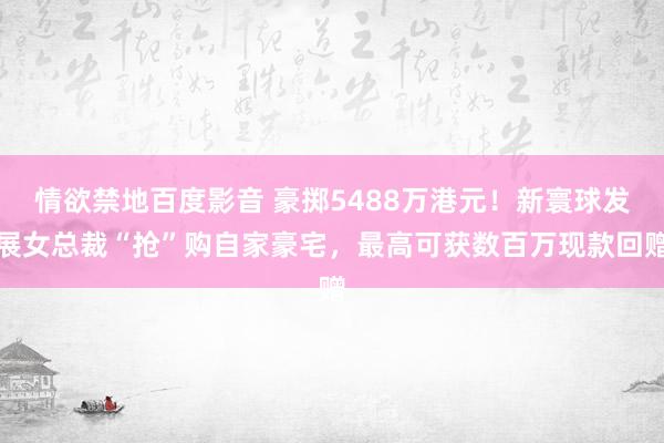 情欲禁地百度影音 豪掷5488万港元！新寰球发展女总裁“抢”购自家豪宅，最高可获数百万现款回赠