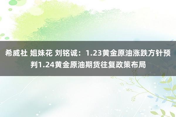 希威社 姐妹花 刘铭诚：1.23黄金原油涨跌方针预判1.24黄金原油期货往复政策布局