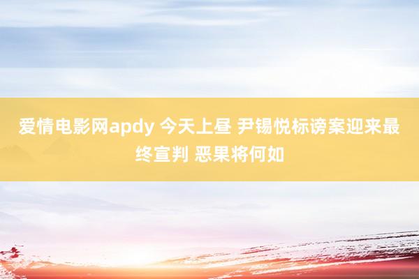 爱情电影网apdy 今天上昼 尹锡悦标谤案迎来最终宣判 恶果将何如