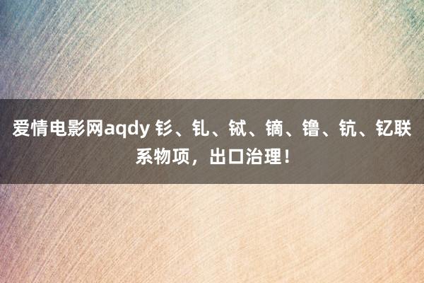爱情电影网aqdy 钐、钆、铽、镝、镥、钪、钇联系物项，出口治理！