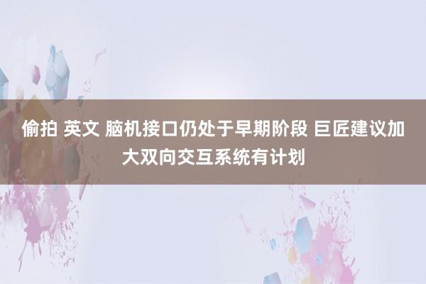 偷拍 英文 脑机接口仍处于早期阶段 巨匠建议加大双向交互系统有计划