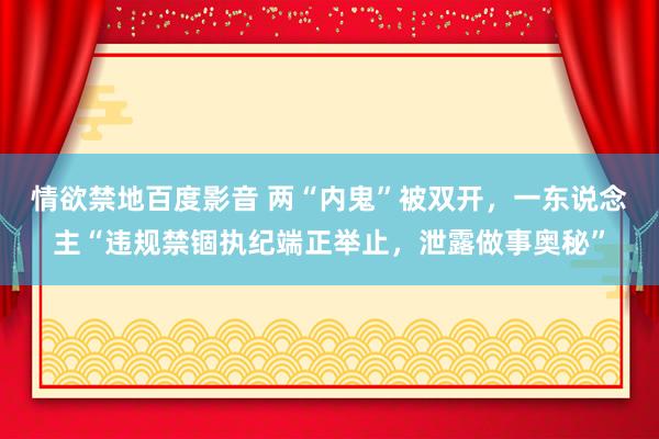 情欲禁地百度影音 两“内鬼”被双开，一东说念主“违规禁锢执纪端正举止，泄露做事奥秘”