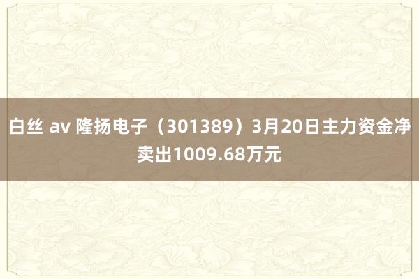 白丝 av 隆扬电子（301389）3月20日主力资金净卖出1009.68万元