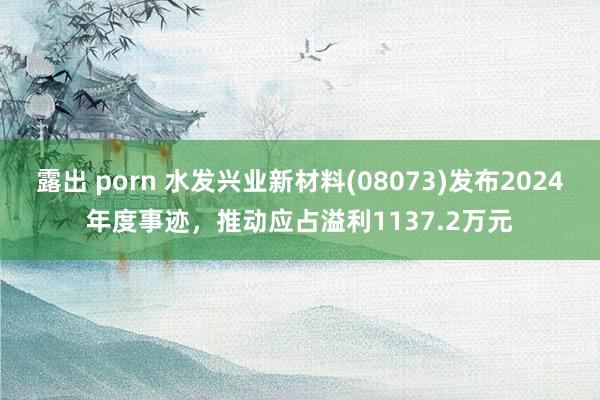 露出 porn 水发兴业新材料(08073)发布2024年度事迹，推动应占溢利1137.2万元