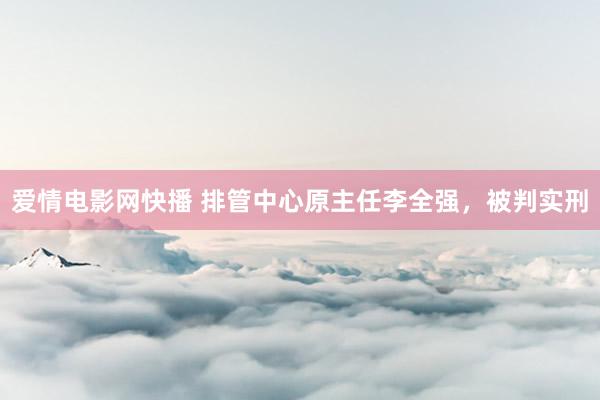 爱情电影网快播 排管中心原主任李全强，被判实刑