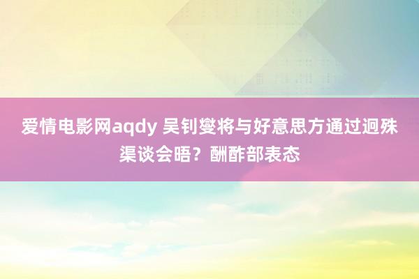 爱情电影网aqdy 吴钊燮将与好意思方通过迥殊渠谈会晤？酬酢部表态