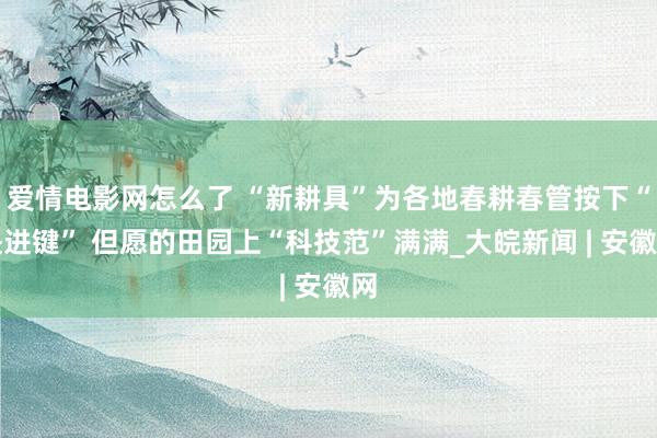 爱情电影网怎么了 “新耕具”为各地春耕春管按下“快进键” 但愿的田园上“科技范”满满_大皖新闻 | 安徽网