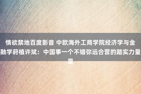 情欲禁地百度影音 中欧海外工商学院经济学与金融学莳植许斌：中国事一个不错弥远合营的踏实力量