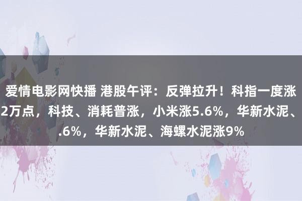 爱情电影网快播 港股午评：反弹拉升！科指一度涨6%，恒指重回2万点，科技、消耗普涨，小米涨5.6%，华新水泥、海螺水泥涨9%