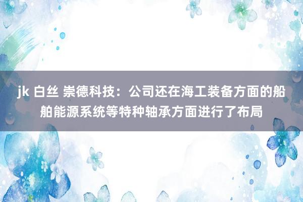 jk 白丝 崇德科技：公司还在海工装备方面的船舶能源系统等特种轴承方面进行了布局