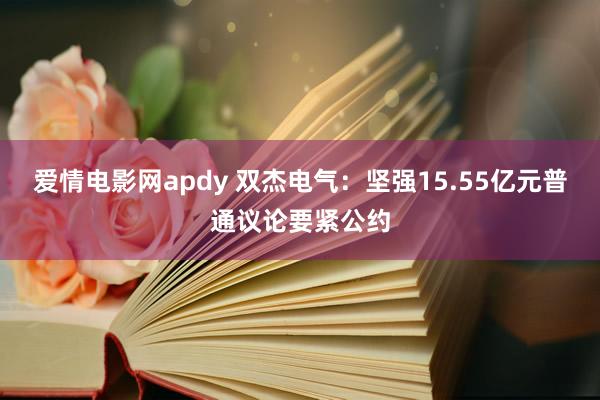 爱情电影网apdy 双杰电气：坚强15.55亿元普通议论要紧公约