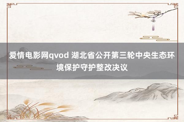 爱情电影网qvod 湖北省公开第三轮中央生态环境保护守护整改决议