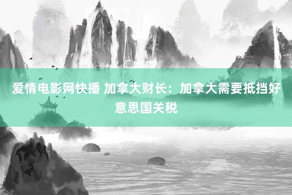 爱情电影网快播 加拿大财长:加拿大需要抵挡好意思国关税